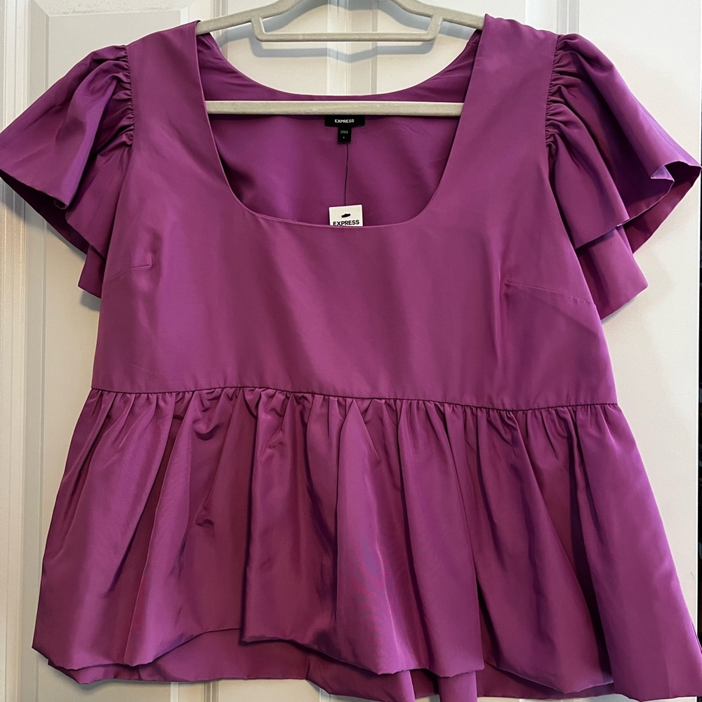 Express Dopamine Vibrant Color Pop Purple Blouse